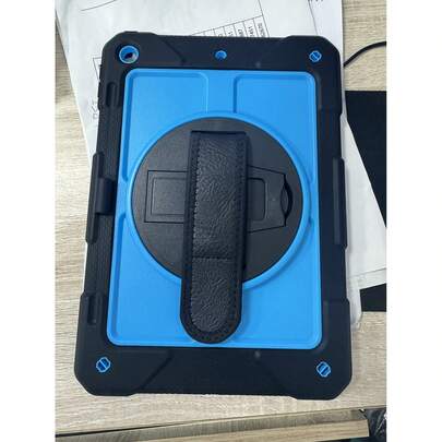 1 件装，兼容 iPad（第 9、8 或 7 代）10.2 英寸保护壳 - 重型保护壳，带旋转支架、腕带和 Apple Pencil 插槽 - 黑色
