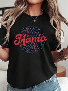 Una camiseta de manga corta para mujer, moderna, a la moda y de estilo retro, adecuada para actividades al aire libre en primavera y verano, camiseta para el día de competición estilo S - camiseta para mamá de béisbol - camiseta familiar para mamá del equipo S.blusas para mujer,blusas casuales para dama,tops,, mujer premium,y2k,playeras de mujer curvy,ofertas y liquidaciones ropa mujer,playeras deportivas para mujer,,playeras de hombre, mujer,blusas>elegante GVVD - Negro - Ver 8
