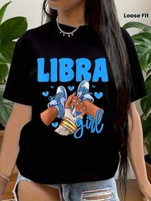 1 Libra T-Shirt, Libra AF T-Shirt, Libra Queen T-Shirt, Libra Birthday T-Shirt, Libra Constellation T-Shirt, Libra Astrology Teacher T-Shirt, Libra Seasonal Gifts For Women, Libra T-Shirt, Libra Zodiac T-Shirt, Libra Energy Horoscope Casual Everyday Cotton T-Shirt, Plus Size, 180g 100% Cotton. - 黑色 - 查看 1
