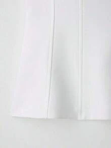 Top camisero con lazo decorativo, unicolor de estilo minimalista y de moda, adecuado para el verano - Blanco - Ver 4
