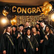 Black Graduation Sash With Gold Glitter Letter I Graduated, Class Of 2026 For Graduation Party Decorations, 2026 Party Supplies - Model B2026 - View 6