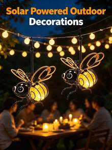 Luzes de Abelha para Exterior - Luzes Decorativas de Abelha Solares Penduráveis com Mola - Luzes Solares Penduráveis para Exterior, Adequadas para Decoração de Jardim, Quintal, Pátio, Varanda e Presentes de Aniversário (Amarelo) - amarelo - Visão 2