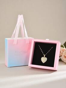 1 Stück luxuriöser, eleganter, funkelnder Anhänger-Halskette aus 18 Karat vergoldetem Edelstahl mit offenem Herz und kubischen Zirkoniasteinen, Schmuckgeschenkbox, geeignet für den täglichen Gebrauch von Frauen, Partys, Feste, Geschenk für Freunde, Mütter - goldgelb - Übersicht 1