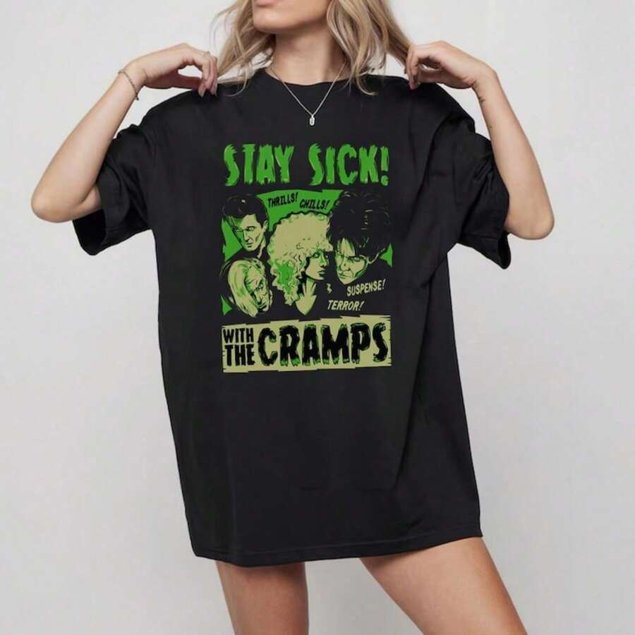 The Cramps Punk Rock Band T-Shirt, Vintage Retro Music T-Shirt, Classic Concert Fan Unisex Shirt, 100% Cotton T-Shirt - Premium Casual Comfortable Fit - 黑色 - 查看 1