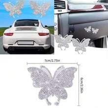 Rhinestone Butterfly Car Sticker, Self-Adhesive DIY Exquisite Pattern Rhinestone Sticker, Rhinestone Butterfly Car Decal, Interior And Exterior Car Sticker - A - View 1
