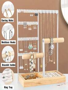 1 hộp đựng trang sức đa năng, thanh lịch với giá đỡ xoay có thể tháo rời, có thể cất giữ hoàn hảo bông tai, dây chuyền và nhẫn, cung cấp không gian lưu trữ rộng rãi, dễ lắp ráp, món quà hoàn hảo cho các dịp lễ, Ngày Valentine hoặc sinh nhật, trang trí phòng. - Nhiều màu - Xem 16