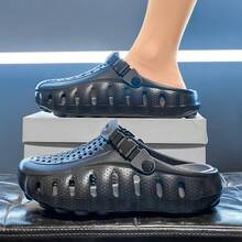 Men's Fashion Colorblock Slippers, Breathable EVA Sandals With Adjustable Straps, Comfortable Wear, Suitable For Casual Outdoor Activities In Spring, Summer And Autumn - Black and Gray - View 10