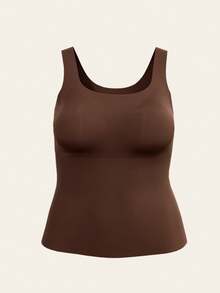 3pcs Atasan Tank Top Elastis Tanpa Jahitan Warna Polos Ukuran Plus Baru dari Bahan Sutra Es dengan Tali Bahu Lebar dan Bantalan Bra Terintegrasi - MultiWarna - View 11