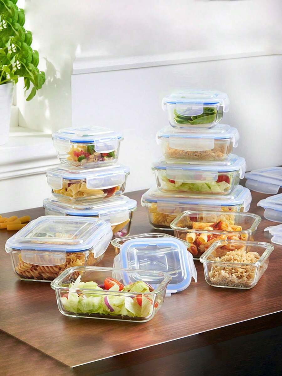 8 Piece Glass Meal Preparation Container Set, Candy Tray, Candy Jar,  Glass Meal Preparation Container Set For Microwave, Oven, Freezer And Dishwasher For Healthy Food Storage, Fruit Snacks, Leftovers. - Multicolor - View 1