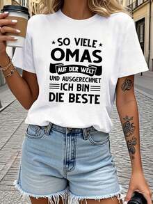 So Many Grandmothers In The World, And I'm The Best! "World's Best Grandma" Printed On A Women's Casual Short-Sleeved Crew Neck T-Shirt, Perfect For Spring And Fall, Everyday Wear, Outings, And Holiday Gifts. - 白色 - 查看 1