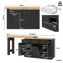 Extendable Bar Table With Storage, Folding Dining Table With Drawer And Snack Shelf, Sliding Bin Holder (Bin Not Included), Space-Saving Design Ideal For Small Apartments And Kitchens, Black - 查看 5