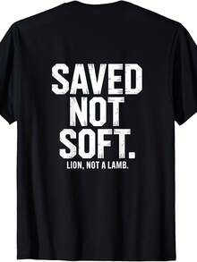 Salvation Is Not Weakness, A Christian Lion Is Not A Lamb, T-Shirt With Back Print - 220g Pure Cotton, Unisex Vintage Style Statement Of Faith, Unisex Clothing For Christian Church. - 黑色 - 查看 7