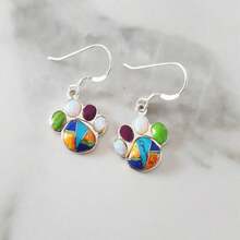 1 Đôi bông tai hình móng vuốt mèo bằng đồng thủ công độc đáo, đính đá ngọc lam và ngọc opal tổng hợp, bông tai đa năng thích hợp cho các bữa tiệc. - Bạc - Xem 1