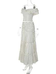 Women's Clothing Elegant Set With Inset Shoulder Design And Bow Details - Apricot - View 8