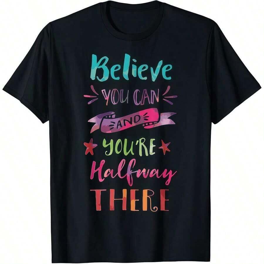1 pieza de camiseta de algodón suave para hombre |   Versión holgada para el Día de la Madre/Tallas S-Xxl, cuello redondo, opción ideal para San Valentín, Año Nuevo, Día del Padre, Navidad/Halloween, Día de Acción de Gracias, regalos de Navidad, para familiares y amigos de hombres y mujeres, 180g 100% algodón. - Negro - Ver 1
