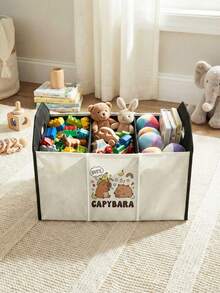 1pc Compartment Storage Box, Laundry Basket, Large Capacity Foldable With Capybara Pattern Print, Multipurpose Storage Box For Nursery, Bedroom, Baby Clothes, Under Bed, Baby Toys - Multicolor - View 13