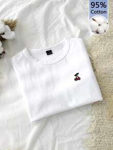 95% algodón. Camiseta corta de manga corta, cuello redondo, ajustada y recortada de unicolor minimalista casual para mujer, vintage, softgirl, elegante. Se puede usar en todas las estaciones, old money, salidas de verano, en casa, vuelta al cole, otoño. - Multicolor - Ver 7