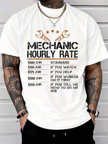 Camiseta de Regalo Divertida para Mecánicos PAYEAH con Estampado de Tarifas por Hora, 100% Algodón Resistente - Blanco - Ver 1