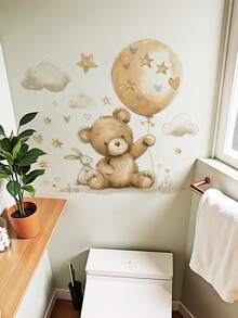 1pc Cute Teddy Bear & Balloon Decorative Wall Sticker, Removable Waterproof PVC Decal For Children's Room - Bear and Balloon 4060 - View 7