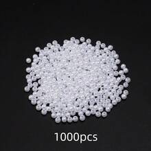 10-1000颗 3-20毫米 仿珍珠树脂圆形隔珠，优雅珍珠珠，适用于圣诞装饰、珠宝制作、DIY工艺品、吊坠、钥匙扣，批发 - 白色 - 查看 17