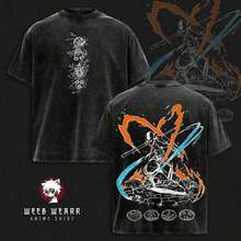 Graphic Cotton-Shirt Anime Print-ShirtAang – Vintage Washed Oversized-Shirt, Nomad Monk Retro Anime Graphic Tee, Design Streetwear, Soft Cotton Unisex Top, Classic Cartoon Cult Merch Fanssummer Outfits Women100 Percent Cotton Anime Shirt Vintage Shirts Y2K,Oversize Plus Size Men's S To 5XL,Summer Tee - 黑色 - 查看 1