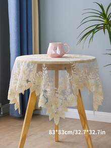 1pc Beaded Mesh Tablecloth, Luxury French Handmade Beaded Embroidery Mesh Dust Cover, Multifunctional For Coffee Table, Dining Table, Tea Table, Daily Home Decor, Air Conditioner Cover, Wedding & Party - Beige - View 3