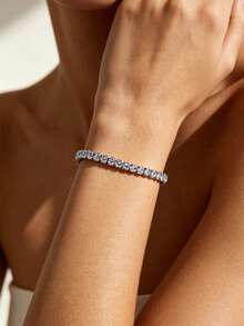 1pc Silver-Color Artificial Zirconia Bracelet For Women - Multicolor 7 - View 3