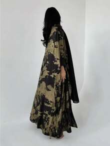 Mẫu Abaya Hồi giáo dáng rộng, thoải mái, kín đáo, in họa tiết vàng ánh kim, hàng mới về năm 2026, thiết kế cổ điển đa năng dành cho phụ nữ, phù hợp cho mọi mùa. - Nhiều màu - Xem 10