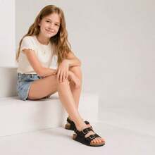 Sepatu Flat Anak Klasik Bergaya, Sandal Gabus Vintage untuk Balita - Hitam - View 3