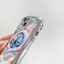 Disney Lilo & Stitch Phone Case, Cartoon Art Protective Cover. Compatible With IPhone 17, 16, 15, 14, 13, 12, 11 Pro Series, Featuring Plush Stitch Wrapped In A Pink And Blue Blanket Against A Pastel Starry Sky Background, Perfect For Animation Fans, Ideal For Birthdays, Holidays, Anniversaries, Graduation Gifts, Or Any Special Occasion To Surprise Family, Friends, Classmates, And Loved Ones. - 銀色 - 查看 6
