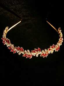 1pc Women's Fashion Princess Crown Sweet Rhinestone Birthday Hair Accessory Headband - Red - View 2