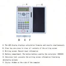 12-Digit Handwriting Calculation Board With Button Battery, Stylus, One-Key Clear, Multi-Function Scientific Calculator, Back To School - A - View 8