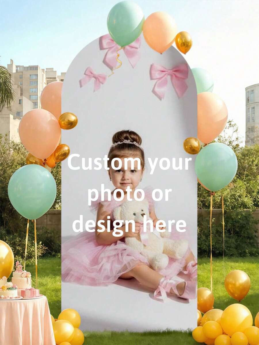 Custom Printed Elastic Arch Decor Fabric - Suitable For Birthdays, Weddings, Anniversaries, Graduation Parties, Various Events And Theme Celebrations. This Personalized Custom Printed Arch Backdrop Fabric Is Tailor-Made For You. Available In Multiple Size Options (Frame Not Included), Perfect For Use As A Photo Booth Backdrop, Unique Party Decor And Wedding Arrangements For Various Occasions.