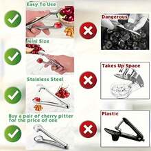 1pc Stainless Steel Cherry Pitter, Date Pit Remover Tool, Multifunctional Manual Pitting Tool For Home Kitchen - Multicolor - View 7