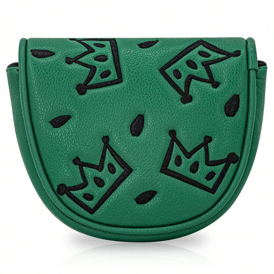 1PC Cheese Crown Pattern Golf Mallet Putter Cover, Made Of PU Material With Exquisite Embroidery, Universal Fit For Most Golf Brands - Multicolor - View 1
