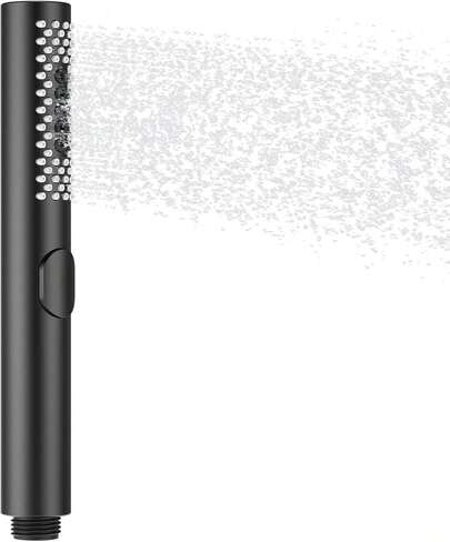 Soffione doccia per bagno, rotondo, a risparmio idrico con 3 funzioni, ugelli in silicone anticalcare, materiale ABS, nero opaco
