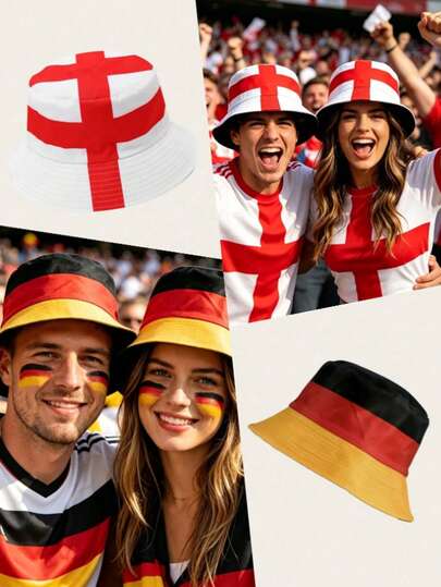 1pc/Set National Flag Print Bucket Hat, Unisex Summer Sun Hat, Patriotic Football Fan Accessory, Lightweight Breathable Bucket Hat, Suitable For Men And Women, Germany, UK