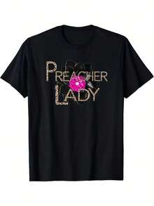 Camiseta de Mujer con Estampado de Leopardo para Pastoras - Top Casual de Manga Corta y Cuello Redondo con Gráficos en Negro y Rosa, Ropa para Misioneras de Iglesia, Apta para Todas las Temporadas, Ideal para Eventos Religiosos y Atuendos Casuales, Estilo Elegante, Talla S [Mismo Estilo para Hombres y Mujeres, Estampado de Manga Corta Verano 2026] - Negro - Ver 1