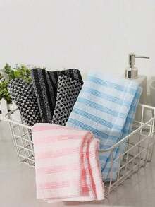 1/2pcs Japanese Style Exfoliating Bath Towel, Easily Lathers, Shower Scrubber For Men And Women - Blue - View 8