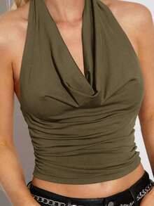 Top negro con tirantes, verde militar - Verde militar - Ver 6