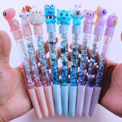 1/3/6pcs Cartoon Animal Shaped Quick-Drying Gel Pens, Cute Kawaii Black Water-Based Smooth Writing Pens, Creative Stationery Office Desk Supplies, Planner, Notebook, Creative Writing Tools, Desk Decor