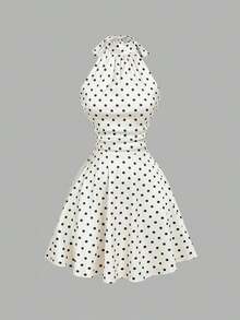 MOD Vestido mini con espalda descubierta, lazo y estampado floral abstracto fluido - Albaricoque 2 - Ver 5