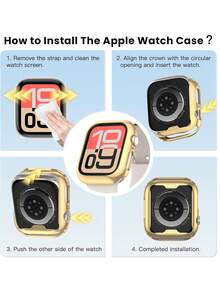 1 Set Stainless Steel Slim Watch Band + TPU Protective Case Compatible With Apple Watch 38/40/41/42/44/45/46/49mm, Suitable For Apple Watch Series 11/Ultra/SE/10/9/8/7/6/5/4/3/2/1 Accessories - Gold - View 7