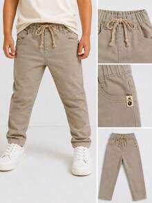 Comfortable Everyday Casual Pants For Boys. - 卡其色 - 查看 1