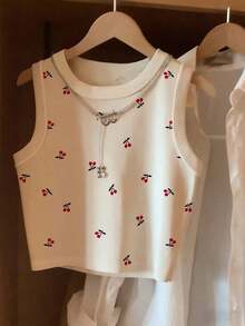 Camiseta de tirantes casual y versátil con cuello redondo y rayas para mujer - Multicolor 17 - Ver 3