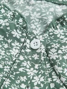 MOD Vestido camisa con botones de concha bordados en azul claro - Verde - Ver 3