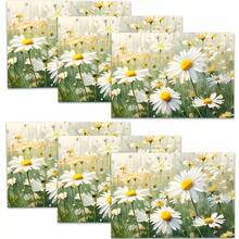 18*11.81 Inch (45*30cm) Daisy Print Rectangular Placemats, Available In 1/2/4/6/8/30 Sets, Made Of 100% Polyester With Non-Slip And Heat-Resistant Properties, Machine Washable, Hand Washable And Dry Cleanable, Suitable For Daily Dining And Home Decor, Perfect For Farmhouse And Floral Style Enthusiasts - Multicolor - View 8