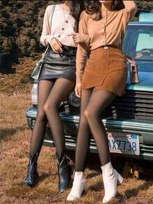 Women's Warm Fleece Lined Thermal Pantyhose - 黑色 - 查看 6