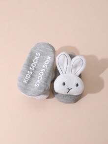4 Paar süße Baby Mädchen 3D Hasen Dekor Knöchelsocken, rutschfeste Griff Socken geeignet für den täglichen Gebrauch - Verschiedenfarbig - Übersicht 8