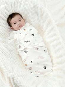 1pc Baby Swaddle Wrap, Adhesive Design, 100% Polyester Fiber Material, Soft And Skin-Friendly, Suitable For 0-2 Years Old Babies, Newborn Essential - Multicolor - View 11